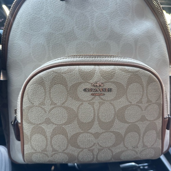 Coach Signature Cream and Tan Backpack - Picture 1 of 3